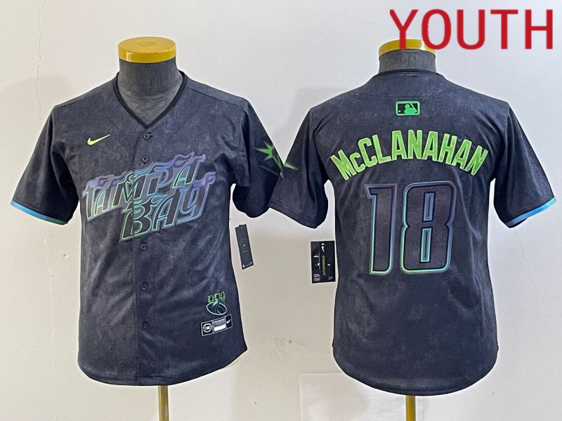 Youth Tampa Bay Rays #18 Mcclanahan Nike MLB Limited City Connect Black 2024 Jersey style 1